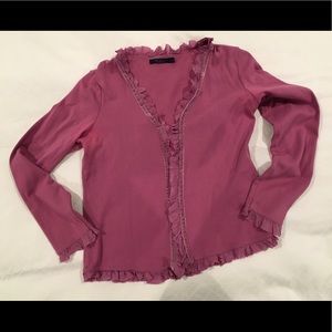 Women's Ruffled Pink Sweater